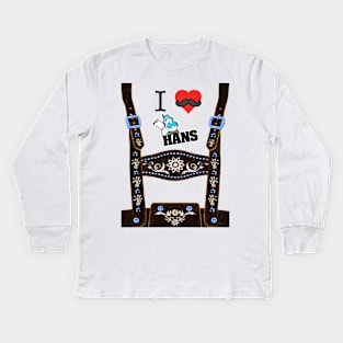 Lederhosen - Brown Kids Long Sleeve T-Shirt